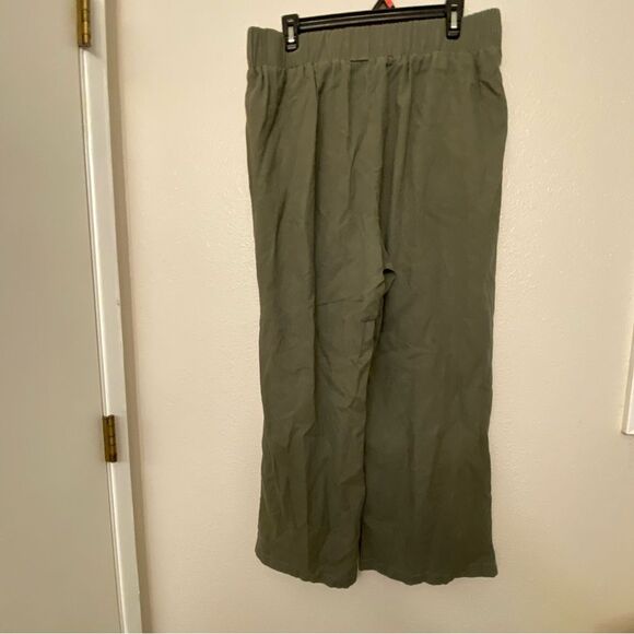 Si Sono sage green linen blend belted wide leg hi rise trouser pants pull on L - Picture 2 of 9